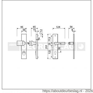 Ami VHB 251/15-144 KT veiligheidsvoordeur-knoplangschildgarnituur SKG*** kerntrekbeveiliging VHB 251/50/15 kerntrek KT 92 knop 144 en deurkruk 332 profielcilinder PC 92 F1 deurdikte 38-42 mm - R10901334 - afbeelding 2