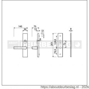 Ami VHB 251/15-379 KT senioren veiligheids Rotaveer kruk-kruk langschildgarnituur SKG*** kerntrekbeveiliging omkeer VHB deurkruk 379 Rota 251/50/15 kerntrek KT 72 omkeer profielcilinder PC 72 omkeer F1 deurdikte 38-42 mm - R10901242 - afbeelding 2