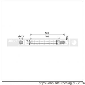 Ami deurbeslag gelagerde wissel Quickstift 8x120 mm (8x103) - R10900245 - afbeelding 2