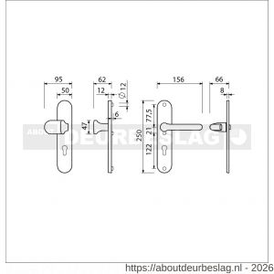 Ami VHB 250/50/1-145-378 veiligheids Rotaveer knop-kruk langschildgarnituur SKG*** ovaal VHB Varo knop 145 250/50/1 buiten en binnen profielcilinder PC 72 en deurkruk 386 Rota F1 deurdikte 53-57 mm - R10901050 - afbeelding 2