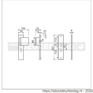 Ami VHB 251/50-90/80 veiligheidsvoordeur-duwerlangschildgarnituur SKG*** VHB 251/50 profielcilinder PC 55 deurduwer 90/80 rechts F1 profielcilinder PC 55 zonder deurkruk deurdikte 38-42 mm - R10900972 - afbeelding 2