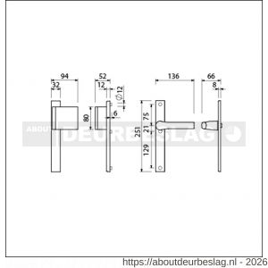 Ami VHB 251/32-90/80-379 veiligheids Rotaveer duwer-kruk smalschildgarnituur SKG** VHB 251/32 blind deurduwer 90/80 rechts F1 en deurkruk 379 Rota 251/32 blind deurdikte 53-57 mm - R10900817 - afbeelding 2