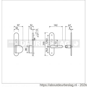 Ami VHB 250/50/1-90/83-378 senioren veiligheids Rotaveer duwer-kruk langschildgarnituur SKG** ovaal omkeer VHB 250/50/1 profielcilinder PC 72 omkeer deurduwer 90/83 rechts F1 en deurkruk 378 Rota profielcilinder PC 72 omkeer - R10900805 - afbeelding 2