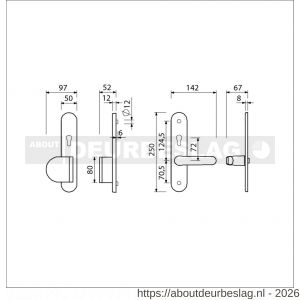 Ami VHB 250/50/1-90/83-378 senioren veiligheids Rotaveer duwer-kruk langschildgarnituur SKG** ovaal omkeer VHB 250/50/1 profielcilinder PC 72 omkeer deurduwer 90/83 links F1 en deurkruk 378 Rota profielcilinder PC 72 omkeer - R10900808 - afbeelding 2
