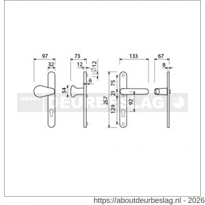 Ami VHB 257/32/2-173-378 veiligheids Rotaveer knop-kruk smalschildgarnituur SKG** ovaal VHB 257/32/2 profielcilinder PC 92 knop 173 Varo F1 en deurkruk 378 Rota 257/32/2 profielcilinder PC 92 deurdikte 53-57 mm - R10901584 - afbeelding 2