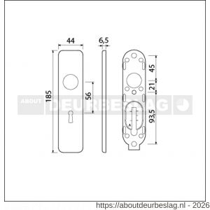 Ami 185/44 Klik kortschild aluminium sleutelgat SLG 56 zwart RAL 9005 structuur finish - R10900603 - afbeelding 2