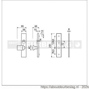 Ami VHB 251/15-144 KT senioren veiligheidsvoordeur-knoplangschildgarnituur SKG*** kerntrekbeveiliging omkeer VHB 251/50/15 kerntrek KT 72 omkeer knop 144 zonder deurkruk profielcilinder PC 72 omkeer F1 deurdikte 53-57 mm - R10901272 - afbeelding 2