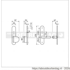 Ami VHB 250/50/1-90/83-386 senioren veiligheids Rotaveer duwer-kruk langschildgarnituur SKG** ovaal omkeer VHB 250/50/1 profielcilinder PC 72 omkeer deurduwer 90/83 rechts en deurkruk 386 Rota deurdikte 53-57 mm F1 - R10901139 - afbeelding 2