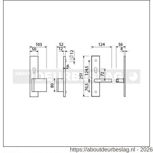 Ami VHB 251/15-90/80 KT senioren veiligheidsvoordeur-duwerlangschildgarnituur SKG*** kerntrekbeveiliging omkeer VHB 251/50/15 kerntrek KT 72 omkeer deurduwer 90/80 rechts en deurkruk 332 profielcilinder PC 72 omkeer F1 deurdikte - R10901185 - afbeelding 2