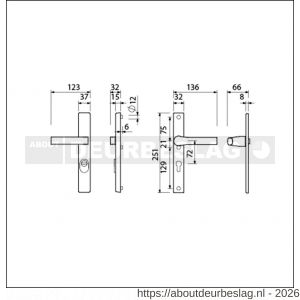 Ami VHB 251/37-353 KT veiligheids Rotaveer kruk-kruk smalschildgarnituur SKG*** kerntrekbeveiliging VHB 251/37 kerntrek KT 72 en deurkruk 353 vastdraaibaar F1 en deurkruk 379 Rota 251/32 profielcilinder PC 72 deurdikte 53-57 mm - R10901617 - afbeelding 2