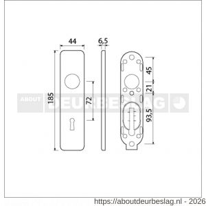 Ami 185/44 Klik kortschild aluminium sleutelgat SLG 72 zwart RAL 9005 structuur finish - R10900604 - afbeelding 2