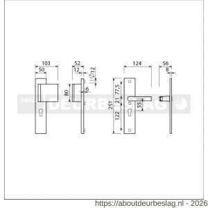 Ami VHB 251/50-90/80 veiligheidsvoordeur-duwerlangschildgarnituur SKG*** VHB 251/50 profielcilinder PC 55 deurduwer 90/80 rechts F1 profielcilinder PC 55 en deurkruk 332 deurdikte 38-42 mm - R10900970 - afbeelding 2