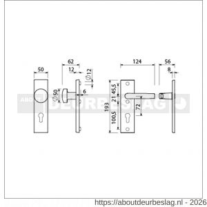 Ami VHB 193/50-169/50 veiligheidsvoordeur-knopkortschildgarnituur SKG*** VHB 193/50 knop 169/50 buiten en binnen profielcilinder PC 72 en deurkruk 332 deurdikte 38-42 mm - R10901037 - afbeelding 2