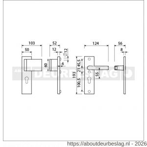 Ami VHB 193/50-90/60 veiligheidsvoordeur-duwerkortschildgarnituur SKG*** VHB 193/50 deurduwer 90/60 rechts buiten en binnen profielcilinder PC 55 en deurkruk 332 F2 deurdikte 38-42 mm - R10900939 - afbeelding 2