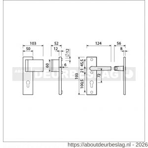 Ami VHB 193/50-90/60 veiligheidsvoordeur-duwerkortschildgarnituur SKG*** VHB 193/50 deurduwer 90/60 rechts buiten en binnen profielcilinder PC 72 en deurkruk 332 F1 deurdikte 38-42 mm - R10900937 - afbeelding 2