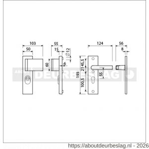 Ami VHB 193/15-90/60 KT veiligheidsvoordeur-duwerkortschild SKG*** kerntrekbeveiliging VHB 193/15 deurduwer 90/60 rechts kerntrek KT 55 en binnen profielcilinder PC 55 deurkruk 332 F1 deurdikte 38-42 mm - R10901280 - afbeelding 2