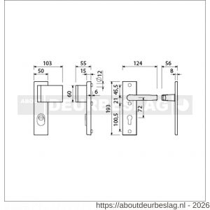 Ami VHB 193/15-90/60 KT veiligheidsvoordeur-duwerkortschild SKG*** kerntrekbeveiliging VHB 193/15 deurduwer 90/60 rechts kerntrek KT 72 binnen profielcilinder PC 72 en deurkruk 332 F1 deurdikte 38-42 mm - R10901282 - afbeelding 2