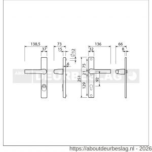 Ami VHB 251/37-379 KT veiligheids Rotaveer kruk-kruk smalschildgarnituur SKG*** kerntrekbeveiliging VHB en deurkruk 379 Rota 251/37 kerntrek KT 92 F1 en deurkruk 379 Rota 251/32 profielcilinder PC 92 deurdikte 53-57 mm - R10901621 - afbeelding 2