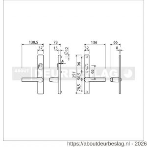 Ami VHB 251/37-379 KT veiligheids Rotaveer kruk-kruk smalschildgarnituur SKG*** kerntrekbeveiliging VHB en deurkruk 379 Rota 251/32 kerntrek KT 92 omkeer en deurkruk 379 Rota 251/32 profielcilinder PC 92 omkeer F1 deurdikte - R10901622 - afbeelding 2