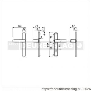Ami VHB 257/32/2-378 veiligheids Rotaveer kruk-kruk smalschildgarnituur SKG** ovaal VHB deurkruk 378 Rota 257/32/2 blind F1 en deurkruk 378 Rota 257/32/2 profielcilinder PC 92 deurdikte 53-57 mm - R10901600 - afbeelding 2