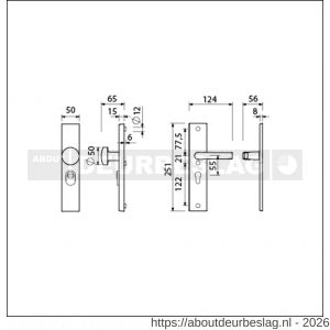 Ami VHB 251/15-169/50 KT veiligheidsvoordeur-knoplangschildgarnituur SKG*** kerntrekbeveiliging VHB 251/50/15 kerntrek KT 55 knop 169/50 en deurkruk 332 profielcilinder PC 55 F1 deurdikte 38-42 mm - R10901339 - afbeelding 2