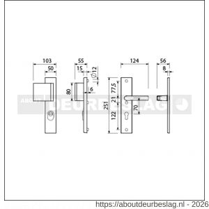 Ami VHB 251/15-90/80 KT veiligheidsvoordeur-duwerlangschildgarnituur SKG*** kerntrekbeveiliging VHB 251/50/15 KT 70 deurduwer 90/80 links en deurkruk 332 M6 profielcilinder PC 70 F1 deurdikte 38-42 mm - R10901178 - afbeelding 2
