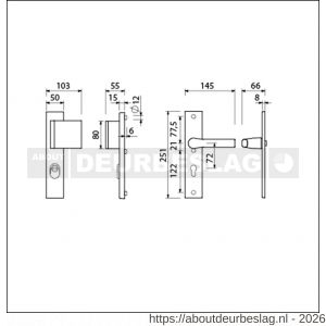 Ami VHB 251/15-90/80-379 KT veiligheids Rotaveer duwer-kruk langschildgarnituur SKG*** kerntrekbeveiliging VHB 251/50/15 kerntrek KT 72 deurduwer 90/80 rechts en deurkruk 379 Rota profielcilinder PC 72 F1 deurdikte 38-42 mm - R10901143 - afbeelding 2