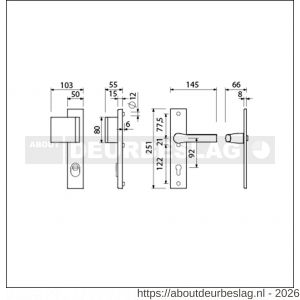 Ami VHB 251/15-90/80-379 KT veiligheids Rotaveer duwer-kruk langschildgarnituur SKG*** kerntrekbeveiliging VHB 251/50/15 kerntrek KT 92 deurduwer 90/80 links en deurkruk 379 Rota profielcilinder PC 92 F1 deurdikte 38-42 mm - R10901144 - afbeelding 2