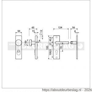 Ami VHB 193/15-169/50 KT veiligheidsvoordeur-knopkortschildgarnituur SKG*** kerntrekbeveiliging VHB 193/15 knop 169/50 buiten kerntrek KT 72 en binnen profielcilinder PC 72 deurkruk 332 F1 deurdikte 38-42 mm - R10901285 - afbeelding 2