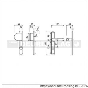 Ami VHB 257/37/2-90/83 KT veiligheids Rotaveer duwer-kruk smalschildgarnituur SKG*** kerntrekbeveiliging ovaal VHB 257/37/2 kerntrek KT 72 deurduwer 90/83 links F1 en deurkruk 378 Rota 257/32/2 profielcilinder PC 72 deurdikte - R10901659 - afbeelding 2