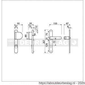 Ami VHB 257/37/2-90/83 KT veiligheids Rotaveer duwer-kruk smalschildgarnituur SKG*** kerntrekbeveiliging ovaal VHB 257/37/2 kerntrek KT 72 deurduwer 90/83 rechts F1 en deurkruk 378 Rota 257/32/2 profielcilinder PC 72 deurdikte - R10901660 - afbeelding 2