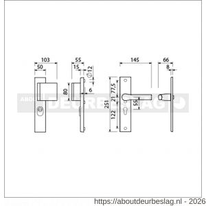 Ami VHB 251/15-90/80-379 KT veiligheids Rotaveer duwer-kruk langschildgarnituur SKG*** kerntrekbeveiliging VHB 251/50/15 kerntrek KT 55 deurduwer 90/80 rechts en deurkruk 379 Rota profielcilinder PC 55 F1 deurdikte 38-42 mm - R10901141 - afbeelding 2