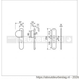 Ami VHB 250/50/1-90/83 veiligheidsvoordeur-duwerlangschildgarnituur SKG*** Archi Design ovaal VHB 250/50/1 profielcilinder PC 55 deurduwer 90/83 links zonder deurkruk Irox deurdikte 38-42 mm - R10901026 - afbeelding 2