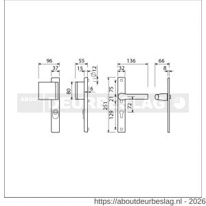 Ami VHB 251/37-90/80 KT veiligheids Rotaveer duwer-kruk smalschildgarnituur SKG*** kerntrekbeveiliging VHB 251/37 kerntrek KT 72 deurduwer 90/80 links F1 en deurkruk 379 Rota 251/32 profielcilinder PC 72 deurdikte 53-57 mm - R10901275 - afbeelding 2