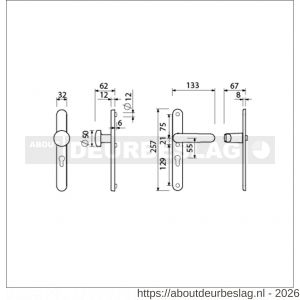 Ami VHB 257/32/2-169/50-378 veiligheids Rotaveer knop-kruk smalschildgarnituur SKG** ovaal VHB 257/32/2 profielcilinder PC 55 knop 169/50 F1 en deurkruk 378 Rota 257/32/2 profielcilinder PC 55 deurdikte 53-57 mm - R10900878 - afbeelding 2