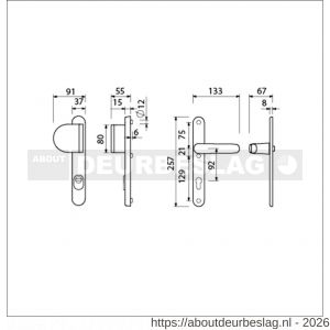 Ami VHB 257/37/15-90/83-378 KT veiligheids Rotaveer duwer-kruk smalschildgarnituur SKG*** kerntrekbeveiliging Archi Design VHB 257/37/2 kerntrek KT 92 deurduwer 90/83 links en deurkruk 378 Rota 257/32/2 profielcilinder PC 92 - R10901033 - afbeelding 2
