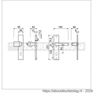 Ami VHB 251/50-144 veiligheidsvoordeur-knoplangschildgarnituur SKG*** VHB 251/50 profielcilinder PC 92 knop Varo 144 F1 profielcilinder PC 92 en deurkruk 379 Rota deurdikte 38-42 mm - R10901064 - afbeelding 2
