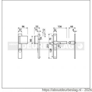 Ami VHB 251/37-90/80 KT veiligheids Rotaveer duwer-kruk smalschildgarnituur SKG*** kerntrekbeveiliging VHB 251/37 kerntrek KT 55 deurduwer 90/80 rechts F1 en deurkruk 379 Rota 251/32 profielcilinder PC 55 deurdikte 53-57 mm - R10901274 - afbeelding 2