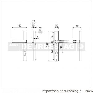 Ami 245/30-353 smalschild-kruk-kruk garnituur deurkruk 353/357 vastdraaibaar 245/30 profielcilinder PC 92 M5/R6,5 F1 deurdikte 53-57 mm - R10900135 - afbeelding 2