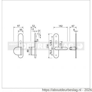 Ami VHB 250/50/1-90/83-378 senioren veiligheids Rotaveer duwer-kruk langschildgarnituur SKG** ovaal omkeer VHB 250/50/1 profielcilinder PC 72 omkeer deurduwer 90/83 links F1 en deurkruk 378 Rota profielcilinder PC 72 omkeer - R10900806 - afbeelding 2
