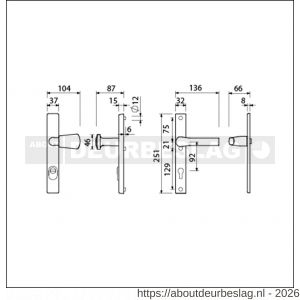 Ami VHB 251/37-166 KT veiligheids Rotaveer knop-kruk smalschildgarnituur SKG*** kerntrekbeveiliging VHB 251/37 kerntrek KT 92 knop 166 rechts F1 en deurkruk 379 Rota 251/32 profielcilinder PC 92 deurdikte 53-57 mm - R10901614 - afbeelding 2