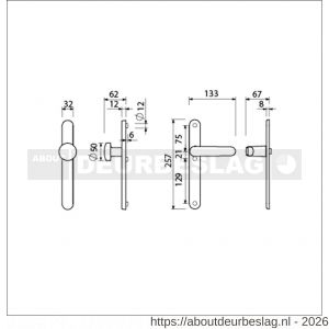 Ami VHB 257/32/2-169/50-378 veiligheids Rotaveer knop-kruk smalschildgarnituur SKG** ovaal VHB 257/32/2 blind knop 169/50 F1 en deurkruk 378 Rota 257/32/2 blind deurdikte 53-57 mm - R10900877 - afbeelding 2