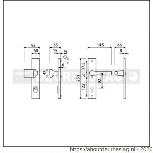 Ami VHB 251/15-144-379 KT veiligheids Rotaveer knop-kruk langschildgarnituur SKG*** kerntrekbeveiliging VHB 251/50/15 knop 144 kerntrek KT 92 en Rota kruk 379 profielcilinder PC 92 F1 deurdikte 38-42 mm - R10901322 - afbeelding 2