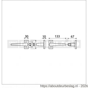 Ami 65/30-357 smalrozet kruk combinatie deurkruk 357 vastdraaibaar rozet 65/30 R6.5 hartafstand 43 mm F1 deurdikte 53-57 mm - R10900098 - afbeelding 2
