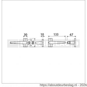 Ami 65/30-357 smalrozet kruk combinatie deurkruk 357 vastdraaibaar rozet 65/30 R6.5 hartafstand 50 mm F1 deurdikte 53-57 mm - R10900099 - afbeelding 2