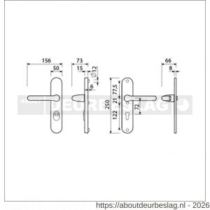 Ami VHB 250/15-386 KT veiligheids Rotaveer kruk-kruk langschildgarnituur SKG*** kerntrekbeveiliging ovaal VHB 386 Rota 250/50/15 kerntrek KT 72 en profielcilinder PC 72 F1 deurdikte 38-42 mm - R10901208 - afbeelding 2