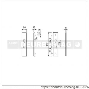 Ami VHB 251/50 senioren veiligheidslangschild SKG** omkeer VHB 251/50 buiten en binnen F1 profielcilinder PC 72 omkeer 2 GTS deurdikte 38-42 mm - R10901386 - afbeelding 2