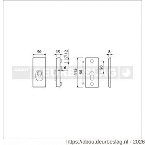Ami VHB 115/50 veiligheidsrozet SKG*** VHB rozet 115/50 buiten blind en binnen profielcilinder PC F1 deurdikte 38-42 mm - R10901523 - afbeelding 2