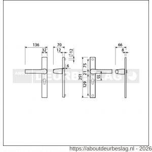 Ami VHB 251/32-379 veiligheids Rotaveer kruk-kruk smalschildgarnituur SKG** VHB deurkruk 379 Rota 251/32 profielcilinder PC 55 F1 en deurkruk 379 Rota 251/32 profielcilinder PC 55 deurdikte 53-57 mm - R10900889 - afbeelding 2