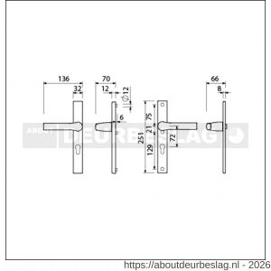 Ami VHB 251/32-379 veiligheids Rotaveer kruk-kruk smalschildgarnituur SKG** VHB deurkruk 379 Rota 251/32 profielcilinder PC 72 F1 en deurkruk 379 Rota 251/32 profielcilinder PC 72 deurdikte 53-57 mm - R10900890 - afbeelding 2